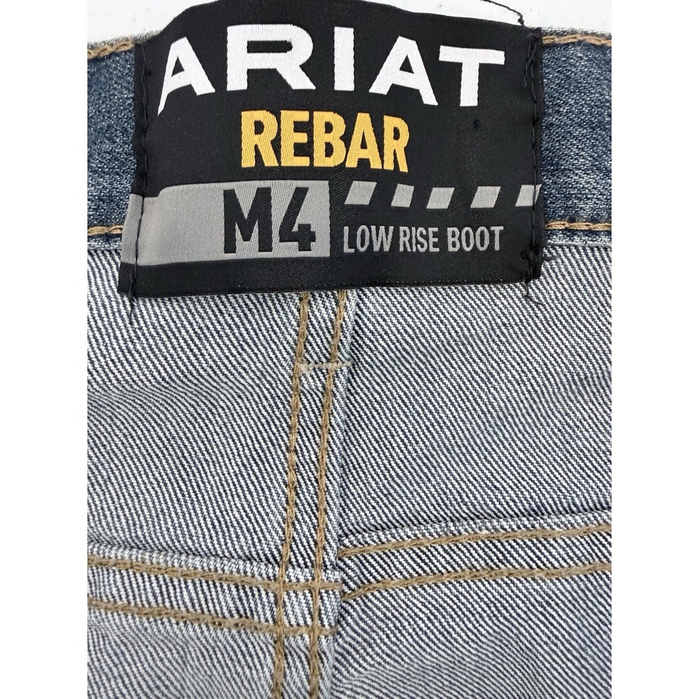 Ariat Jeans Mens 42x30 Blue Rebar M4 Low Rise Boot Cut Workwear Denim Loop Lock - Picture 6 of 7